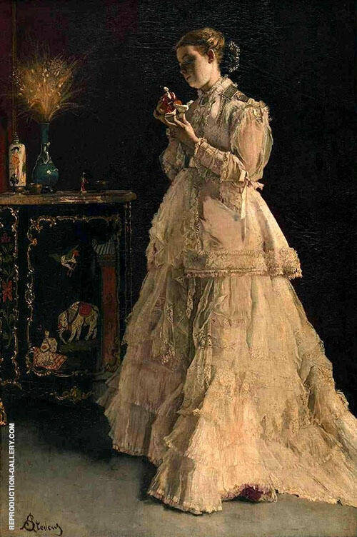The Lady in Pink 1867 by Alfred Stevens | Oil Painting Reproduction