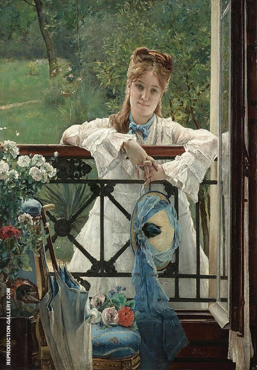 The New Blue Ribbon by Alfred Stevens | Oil Painting Reproduction