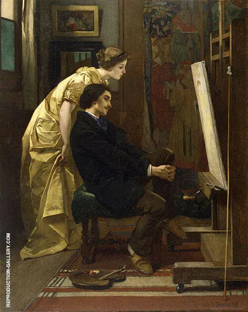 The Painter and His Model 1855 By Alfred Stevens
