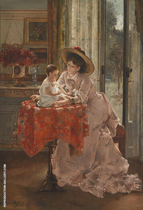 The Sweet Mother by Alfred Stevens | Oil Painting Reproduction