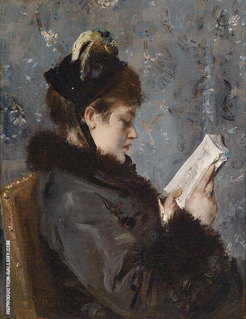 Young Woman Reading by Alfred Stevens | Oil Painting Reproduction