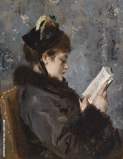 Young Woman Reading By Alfred Stevens