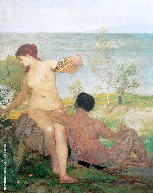 Madchen und Jungling Beim Blumenpflucken 1866 By Arnold Bocklin