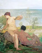 Madchen und Jungling Beim Blumenpflucken 1866 By Arnold Bocklin