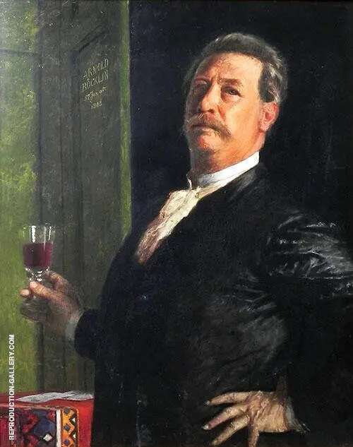 Self Portrait with Wine Grass 1885 By Arnold Bocklin