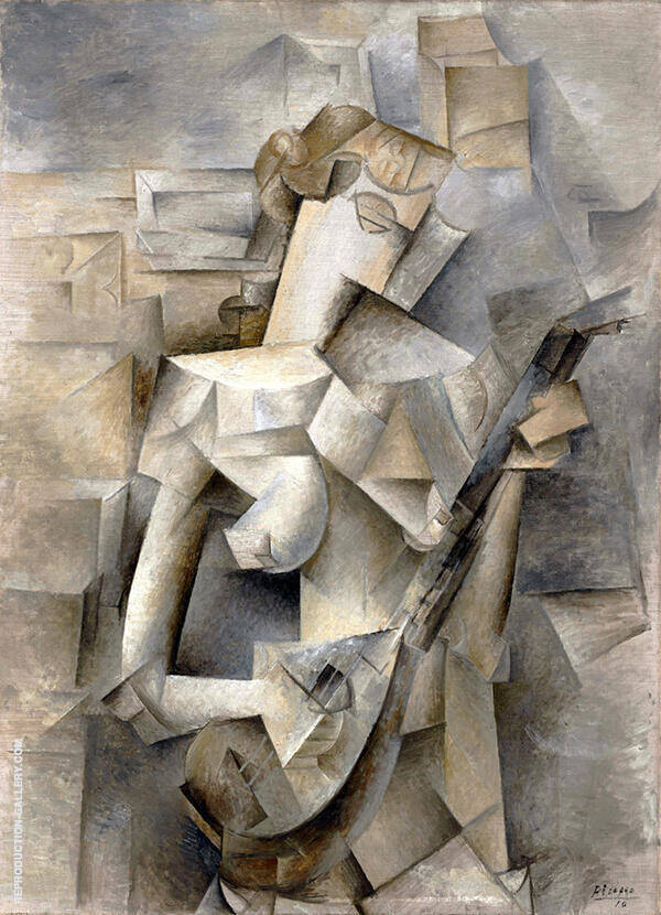 Girl with Mandolin 1910 by Pablo Picasso | Oil Painting Reproduction