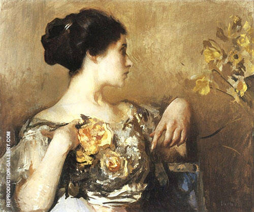Lady with a Corsage 1911 by Edmund Tarbell | Oil Painting Reproduction