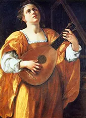 St Cecilia Playing a Lute By Artemisia Gentileschi