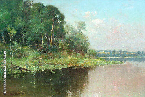 Landscape with Woods Fence and Water 1894 | Oil Painting Reproduction