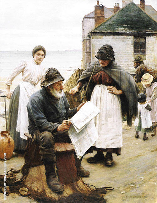 When The Boats Are Away By Walter Langley Oil Painting Reproduction when-the-boats-are-away-by-walter-langley-oil-painting-reproduction