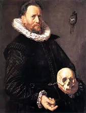 Portrait of a Man Holding a Skull 1615 By Frans Hals