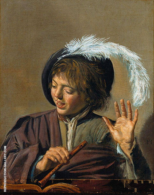 Singing Boy with Flute by Frans Hals | Oil Painting Reproduction