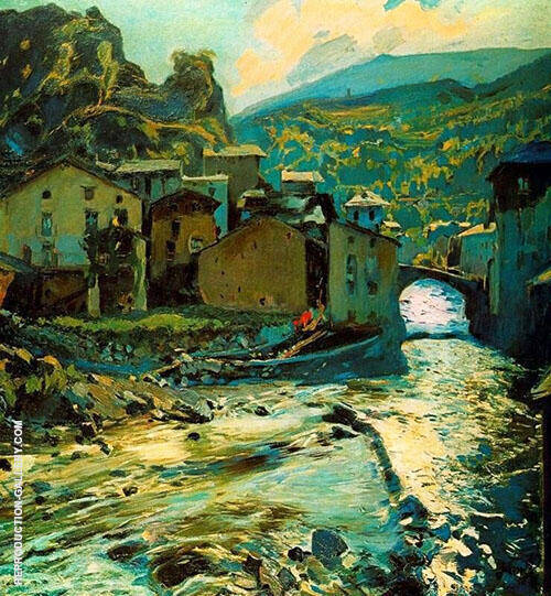 Pont de Les Escaldes by Joaquin Mir Trinxet | Oil Painting Reproduction