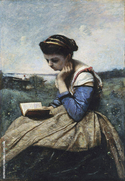 A Woman Reading 1869 by Jean-baptiste Corot | Oil Painting Reproduction