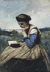 A Woman Reading 1869 By Jean-baptiste Corot