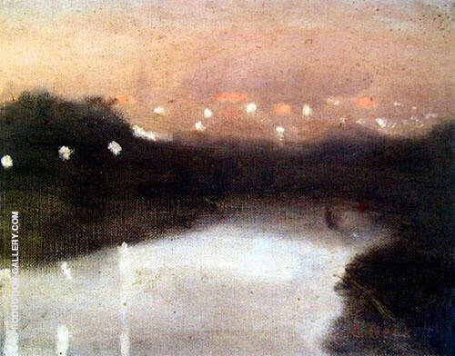 Night Lights on The Yarra 1930 | Oil Painting Reproduction