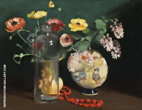 Ranunculi with Coral Beads 1924 By Clarice Beckett