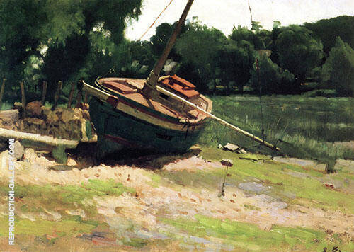 Beached Boat 1881 by Dennis Miller Bunker | Oil Painting Reproduction