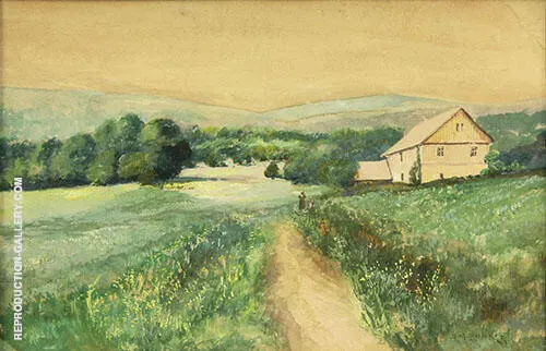 New England Farm Scene with Figures 1881 By Dennis Miller Bunker