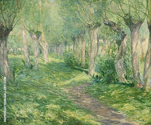 Shifting Shadows Giverny Landscape with Willow Trees near a River By Guy Rose