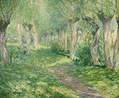 Shifting Shadows Giverny Landscape with Willow Trees near a River By Guy Rose