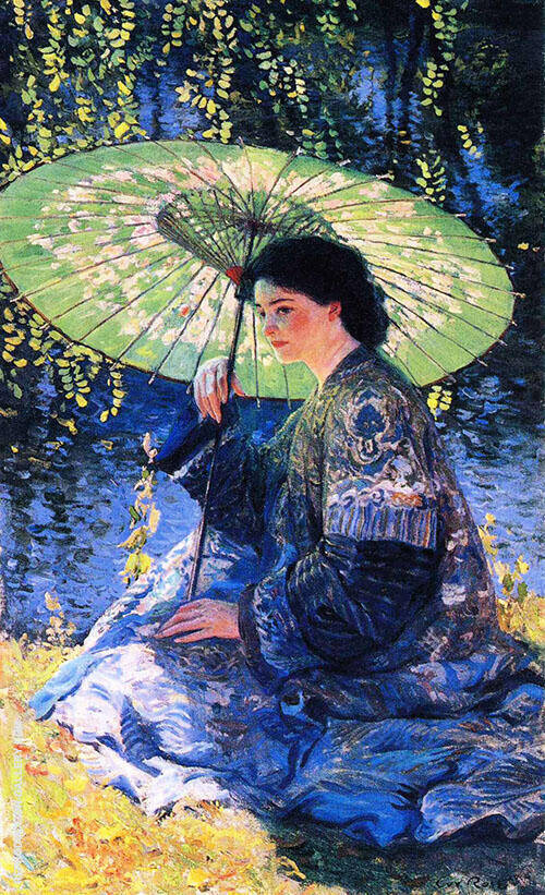 The Green Parasol 1911 by Guy Rose | Oil Painting Reproduction