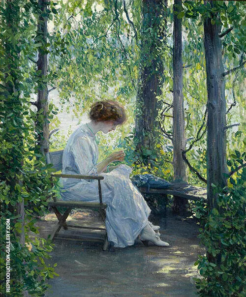 Woman Sewing By Guy Rose