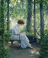 Woman Sewing By Guy Rose