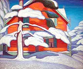 Pine Tree and Red House Winter City Painting II 1924 By Lawren Harris