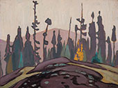 Rock Spruce and Hill Lake Superior Sketch 1922 By Lawren Harris