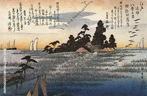 A Shrine Among Trees on a Moor By Hiroshige