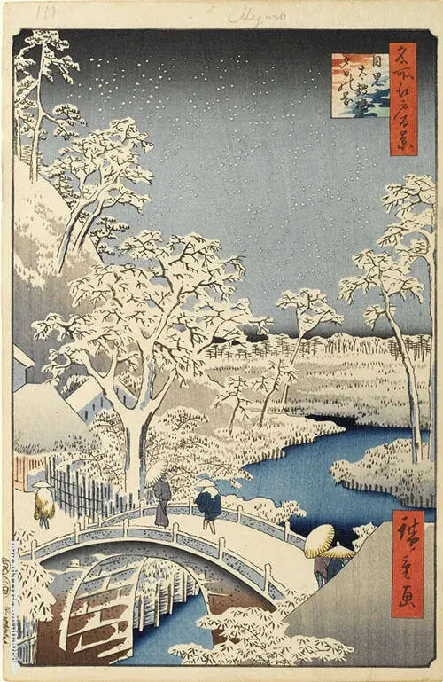 Kaiju At Meguro Drum Bridge By Hiroshige