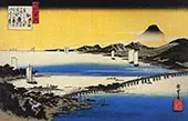 View of a Long Bridge Across a Lake By Hiroshige