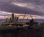 Boats in The Harbour at Evening By Caspar David Friedrich