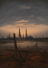 City at Moonrise 1817 By Caspar David Friedrich