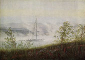 Elbschiff im Fruehnebel By Caspar David Friedrich
