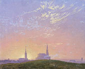 Evening Sunset Behind Dresden's Hofkirche 1824 By Caspar David Friedrich