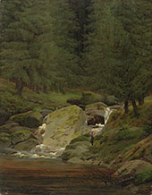 Evergreens by The Waterfall 1828 By Caspar David Friedrich