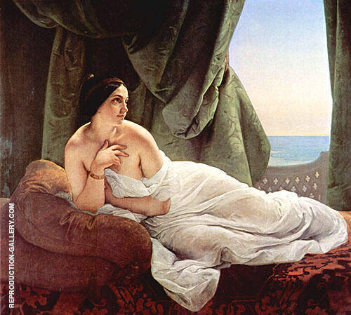 Reclining Odalisque 1839 by Francesco Hayez | Oil Painting Reproduction