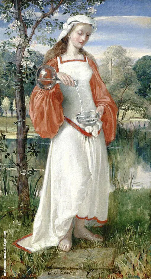 Allegorical Maiden in White Dress By George Dunlop Leslie