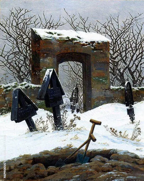 Graveyard Under Snow 1826 By Caspar David Friedrich