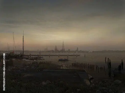 Greifswald in Moonlight II1817 By Caspar David Friedrich