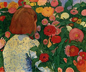 Girl in Flowers 1896 By Cuno Amiet