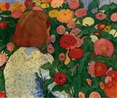 Girl in Flowers 1896 By Cuno Amiet
