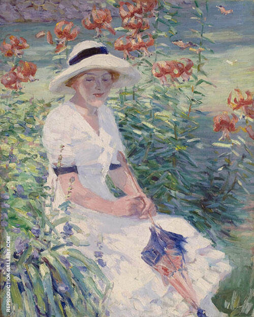Lady with Parasol 1915 by Catherine Wiley | Oil Painting Reproduction