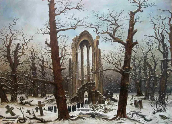 Monastery Graveyard in the Snow By Caspar David Friedrich
