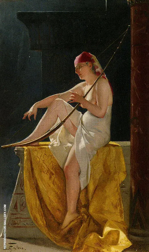 Girl with Harp 1874 By Luis Ricardo Falero