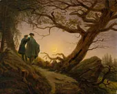 Two Men Contemplating The Moon 1825 By Caspar David Friedrich