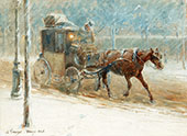 Boulevard Scene with Horse and Coach in Winter 1886 By Nils Kreuger