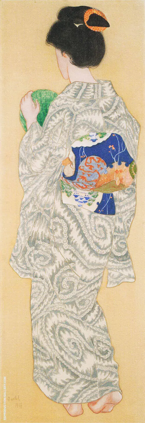 Japanese Woman with Back Towards the Viewer By Nils Dardel